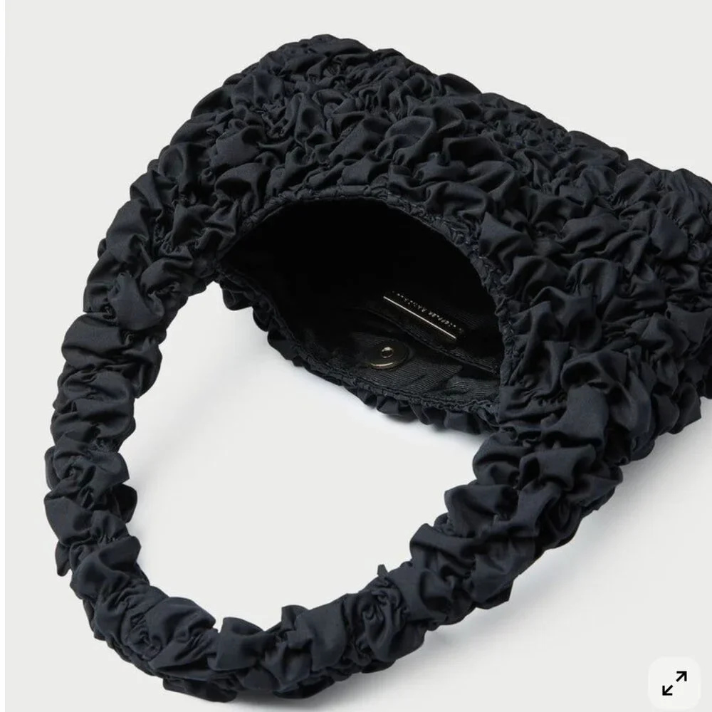 NWT Loeffler Randall Syd Black Smocked Mini Hobo Bag